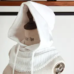 Винтаж осень-зима с капюшоном унисекс элегантный воротник False свитер с капюшоном модели вышитые Многофункциональный кружевной