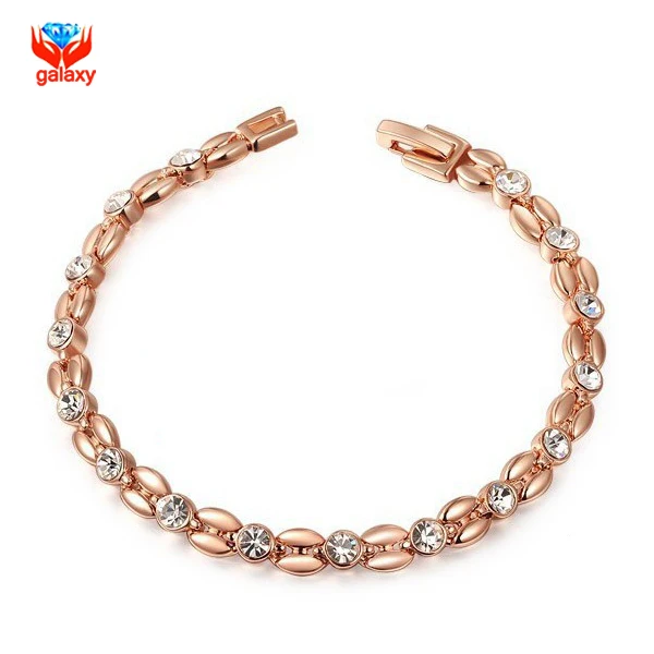 

YHAMNI Brand Unique Wheat Design Real Rose Gold Filled Charm Bracelet For Women Fashion Jewelry Crystal Bracelet Bangle YB071