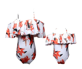 

Mother Daughter Swimsuits Summer Mom And Daughter Swimwear Mommy and Me Clothes Family Look Floral Ruffle Family Bathing Suit