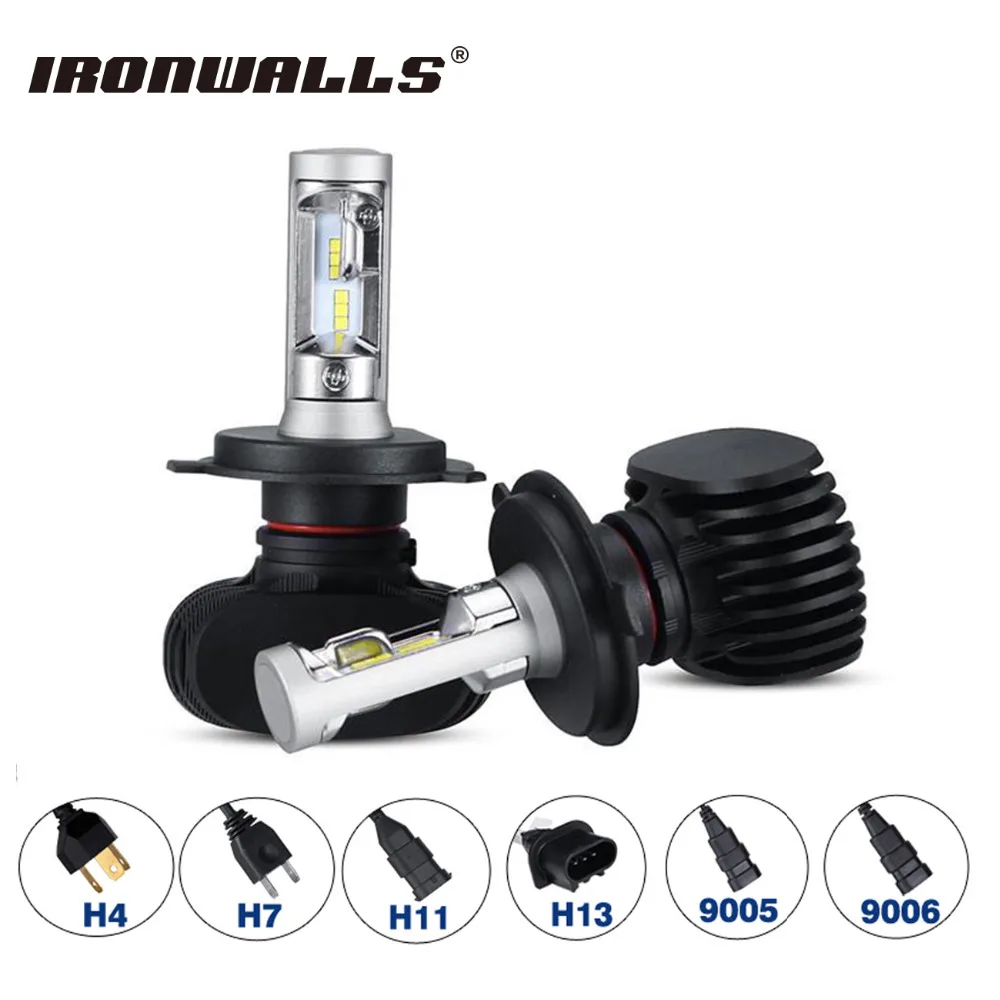 Ironwalls 2x Car Led H4 H7 H11 H13 9005 9006 Headlight Bulbs 50W Cree Csp Chips 8000Lm Hi-Lo Single Beam Fog Light Kit Lamp 12V led car headlight bulbs kit 9006 hb4 csp 50w 8000lm 6500k 12v single beam cree chips automobile headlamp fog light lamp