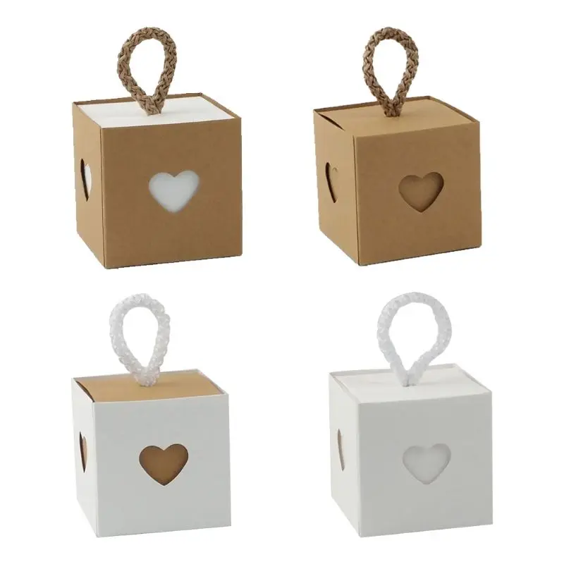 

10Pcs Kraft Paper Packing Case Candy Box Set Retro Style Gifts Favor Decor Party Celebration Bag With Ribbon And Tag Wedding
