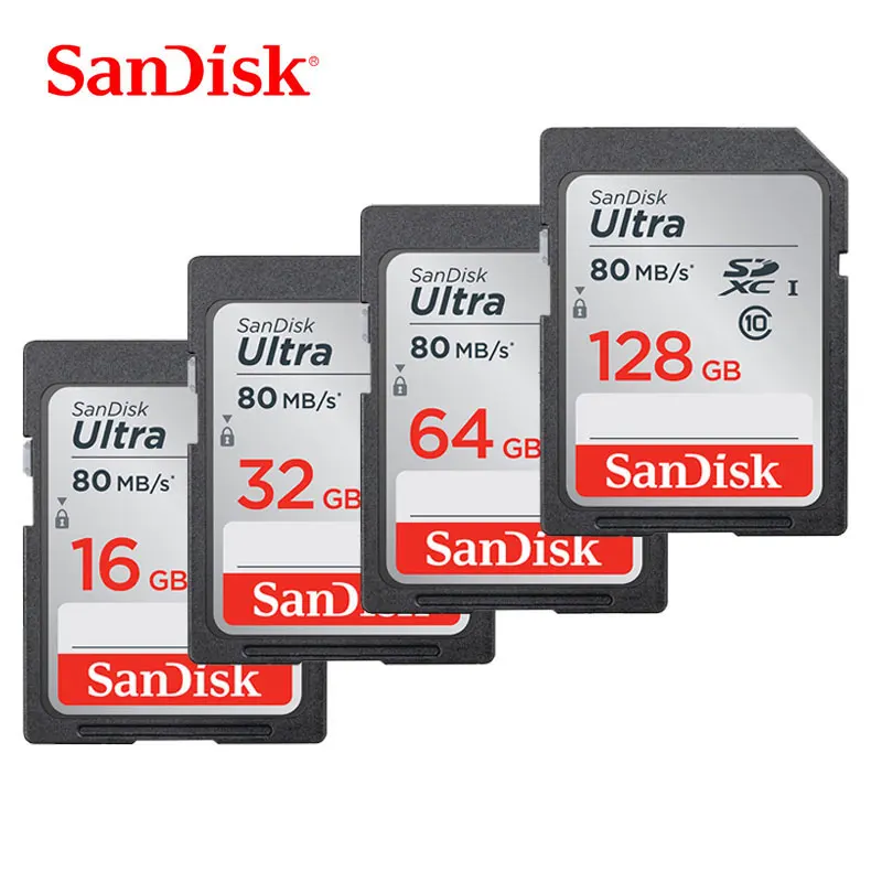 SanDisk Ultra SD Card 16 GB 32 GB SDHC карты памяти 64 GB 128 GB SDXC Class10 80 МБ/с. уш-1 Камера SD Поддержка официальное подтверждение