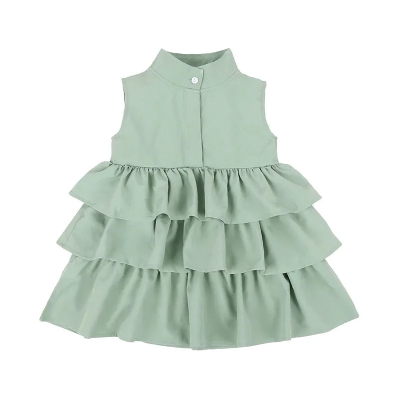 

1 2 3 4 5 Year Toddler Girls Princess Dress Summer New Ruffles Layered Dresses for Girls Sleeveless O-neck Kids Child Clothes