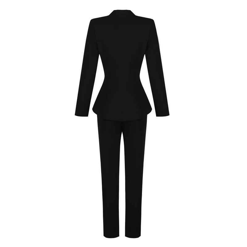 New Spring Women Stylish Luxury Blazer Suits Long-Sleeved Buckle Jacket & Trousers 2 pieces two-piece fashion coat and Pants