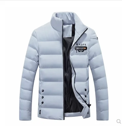 

2019 Brand New Men Parka Cotton Padded Winter Jacket Coat Men Solid color Stand Collar Zipper Thick Coat Men Down Parka
