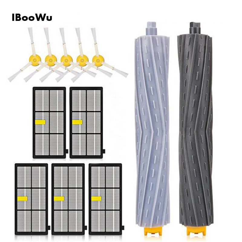 

5 Hepa Dust Filter+ 2 Main Brush Roll + 5 Side Brush For irobot roomba 800 900 series 870 880 980 Vacuum Cleaner Parts