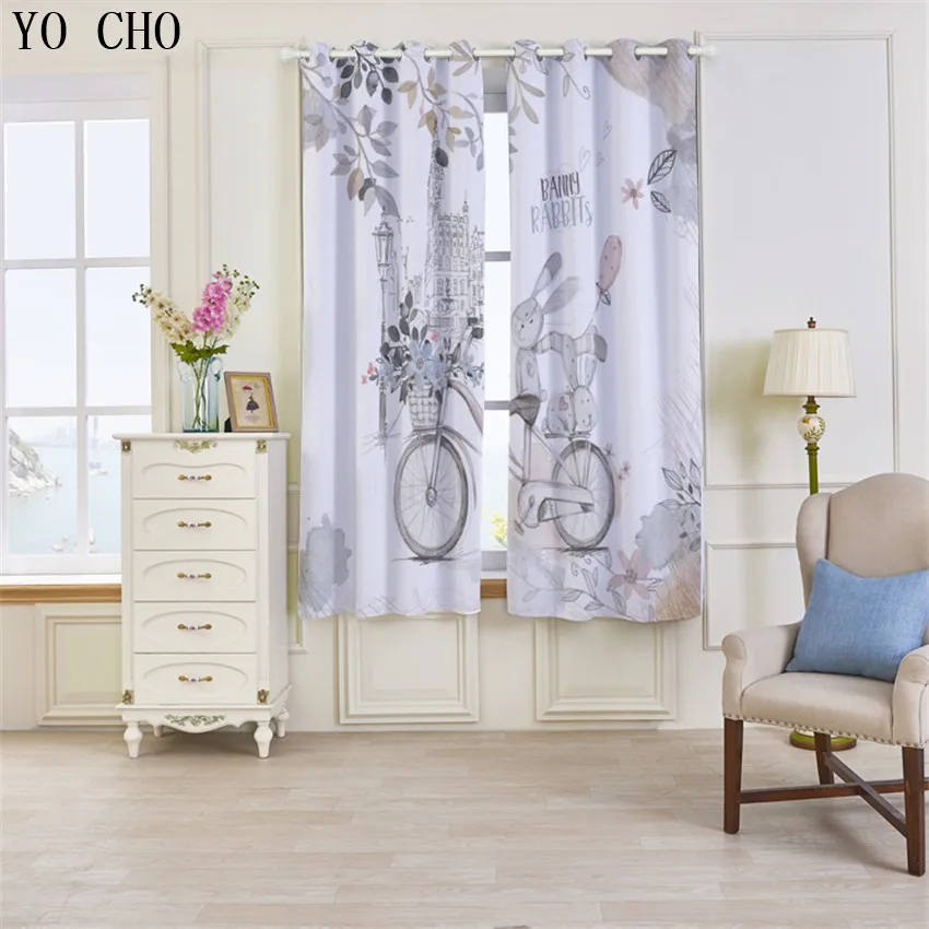 YO CHO Love rabbit print 3D curtains for children kinder gordijnen ... YO CHO Love rabbit print 3D curtains for children kinder gordijnen ...