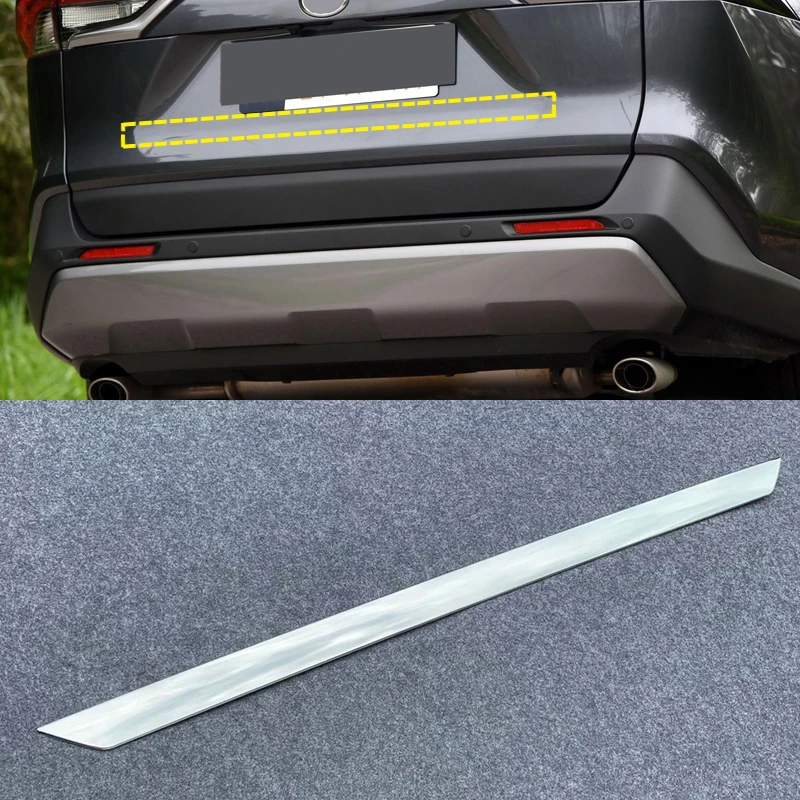 

For Toyota RAV4 XA50 2018 2019 ABS Chrome Rear Trunk Back License Plate Bottom Strip Frame Trim Car Styling