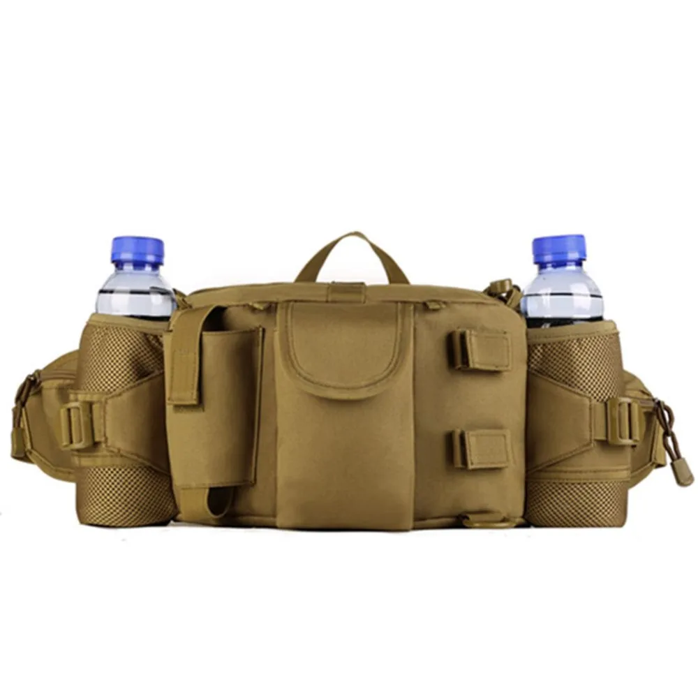 Double Water Bottle Men Nylon Waist Sport Bag Belt Tactical Military Travel Hiking Pack Camping Tac