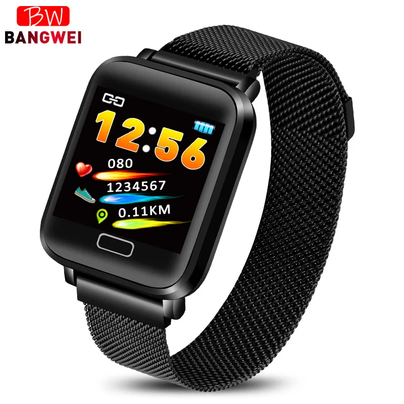 LIGE умный браслет для мужчин и женщин фитнес-трекер спортивный режим смарт-браслет монитор сердечного ритма Bluetooth часы для Android IOS - Цвет: Net belt black