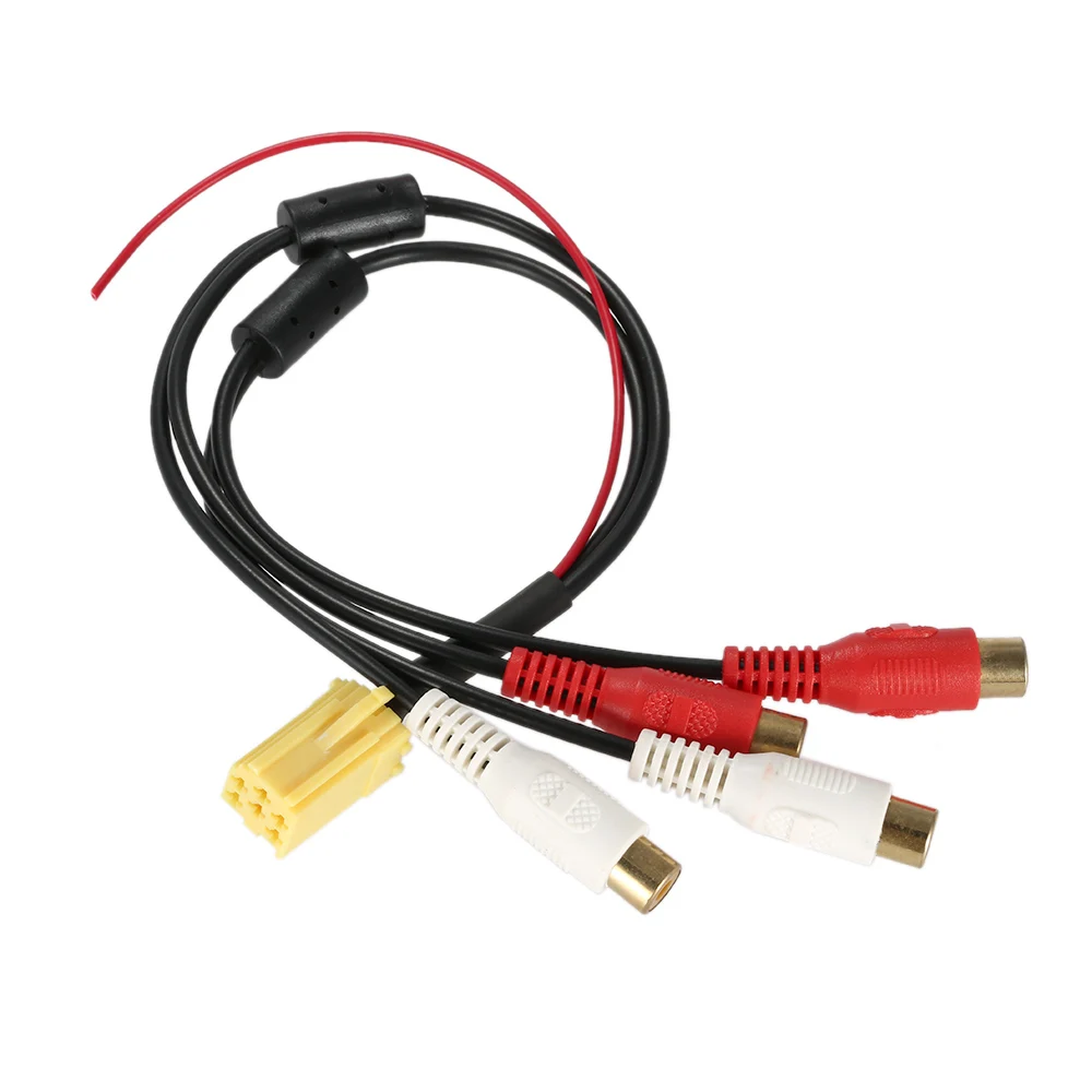 C/âble audio de voiture Adaptateur audio de voiture populaire Mini adaptateur ISO /à 6 broches Aux sortie de ligne 4 prise Kabel 4 RCA