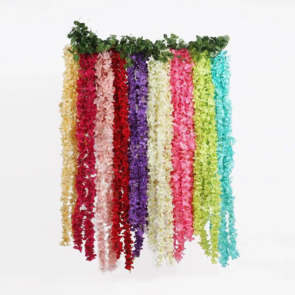 1pcs/Lot 2m Real Touch Artificial Hydrangea Party Romantic Wedding Decorative Silk Garlands Of Artificial Flowers Silk Wisteria