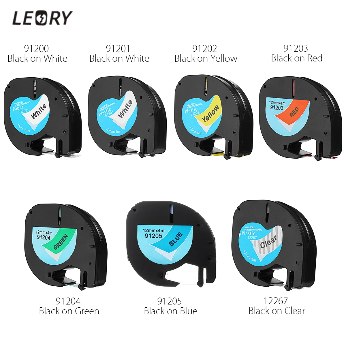 

LEORY Different Color 12mmx4m Plastic Label Tape Compatible For DYMO letraTAG LT-100H LT-100T LT-110T For Printer Supplies