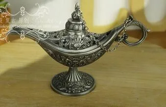 

Copper Brass craft Statue decoration factory outlets Oriental Vintage Silver lamp Colored Tea Pot Genie Lamp flower flagon tools