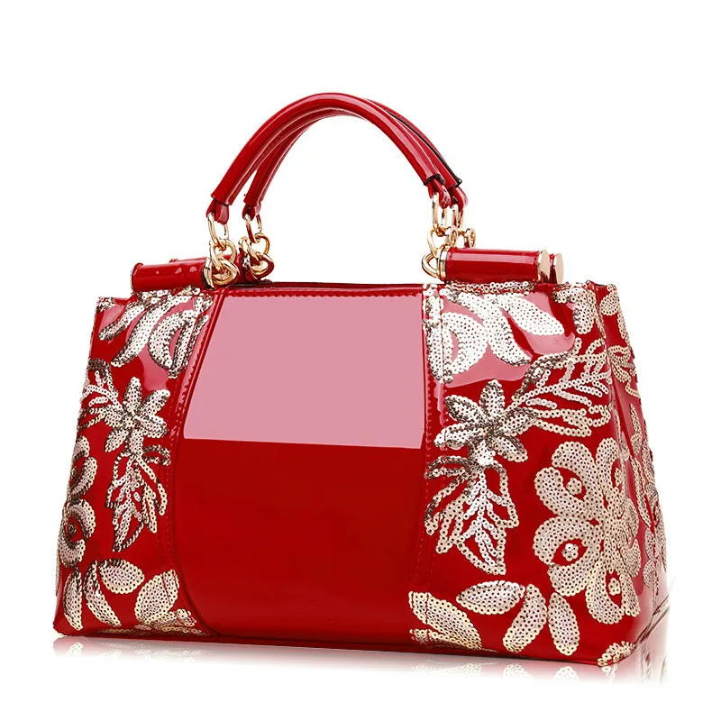 new luxury handbags women bags designer embroidered shoulder bag handbag large capacity patent leather luxury dinner bag
