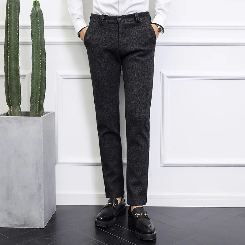 Autumn and winter Men Pants Asian Grey & Black Size 28 29 30 31 32 33 34 36 38 40 Slim Design Mens Trousers Business Casual pant