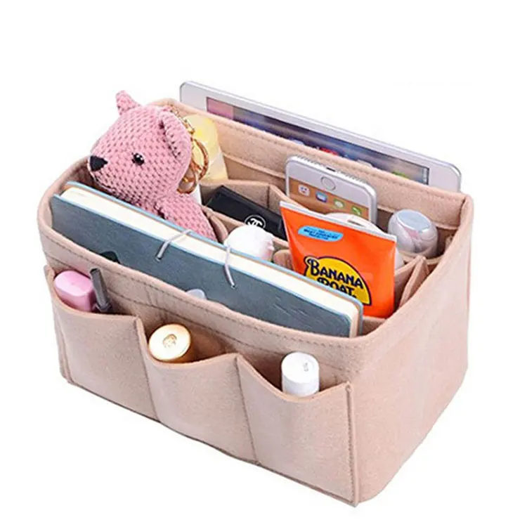 Female Felt Cloth Insert Bag Organizer Makeup Case Organizer Multi