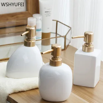 

Direct selling ceramic solid color emulsion sub-packing press bottle hand soap shower gel hotel clubhouse home bathroom storage