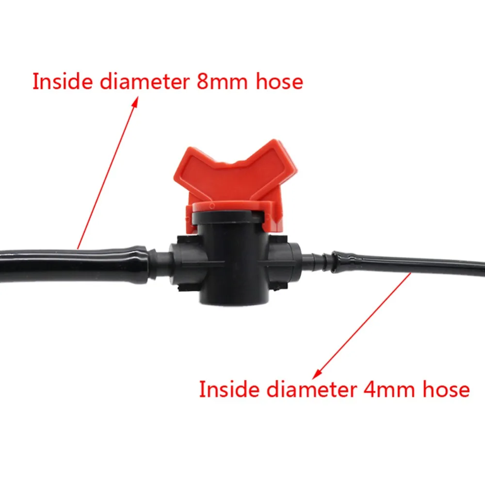 8 мм до 4 мм водяной клапан с барбом садовый полив кран разъемы теплицы капельного орошения фитинги 3 шт