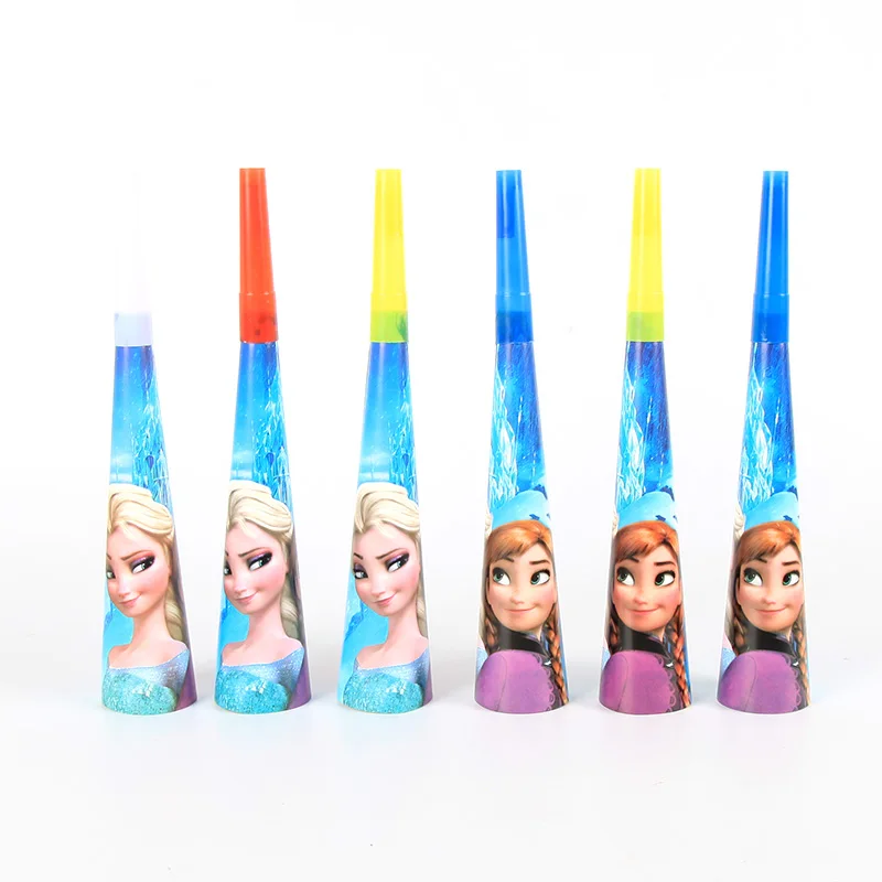 

6pcs/lot Frozen Elsa and Anna Party Supplies Noise Maker Horn Theme Girls Kids Birthday Party Decorations
