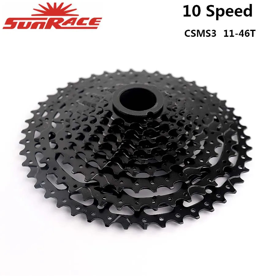 SunRace 10 Speed Cassette CSMS3 CSMX3 11-40T 42T 46T Bike Cassette fit Shimano SRAM Flywheel 11-40 11-42 11-46 10s Cassette - Цвет: MS3 11-46T Black