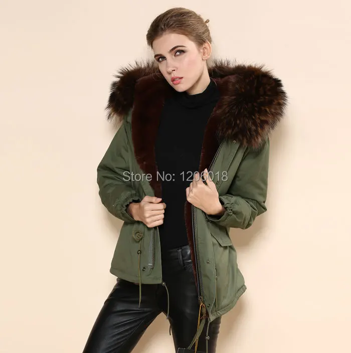Parka Gros En Prix Mme Fourrure Haute Chaud Pour Chaude De Mode Vert Faux Vente Veste Brun Armée Foncé Hiver Dames TqwUPPxaH