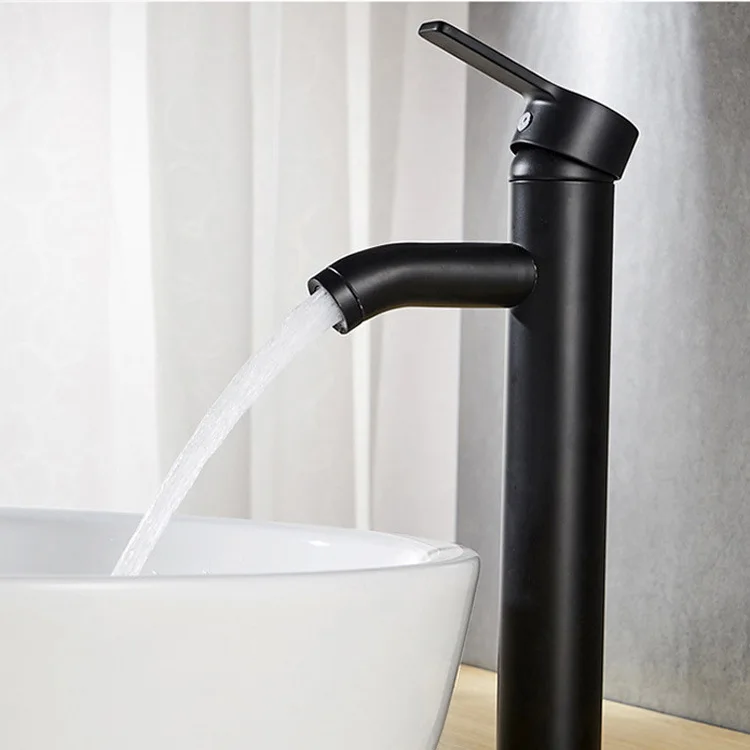 

Stainless steel black matte frosted faucet basin washbasin round black paint hot and cold faucet for kitchen