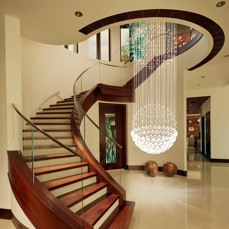 Candelabro de escalera de piso dúplex candelabro de cristal para sala