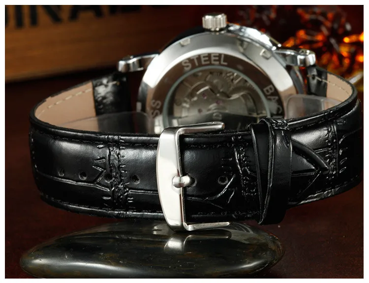 FORSINING Мужские автоматические часы Топ люксовый бренд мужские деловые часы римская цифра натуральная кожа часы Relogio Masculino