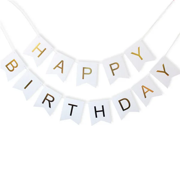 Happy Birthday Girlang Flerfärgad - vit