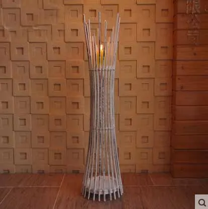 

Christmas Antique Candle Stick Romantic Rustic Bamboo Candle Stand Wood Lantern Wedding Candle Stand For Home Decoration