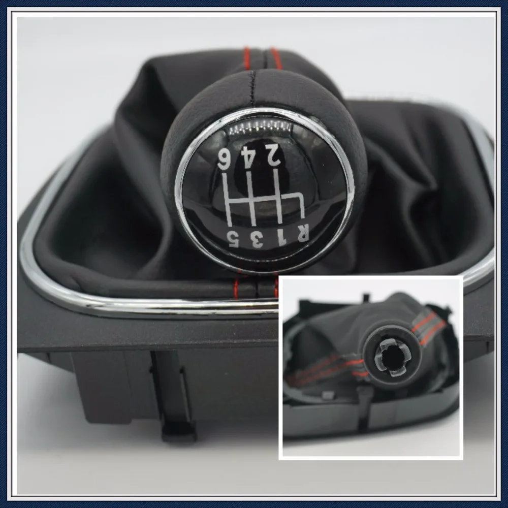 FAT New 6 Speed Gear Shift Knob With Leather Boot For VW Golf 6 Mk6 2010 2011 2012 2013 2014