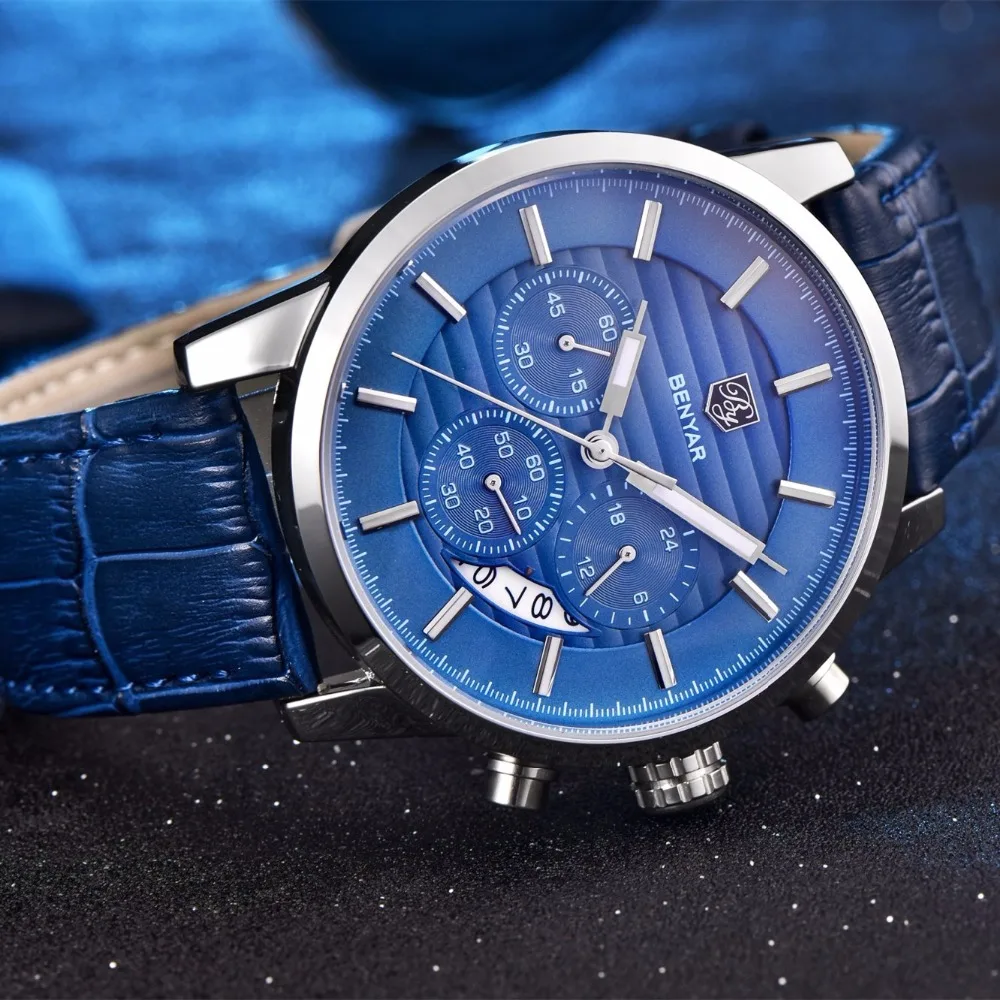 Reloj Hombre 2016 BENYAR модные спортивные мужские часы с хронографом Лидирующий бренд