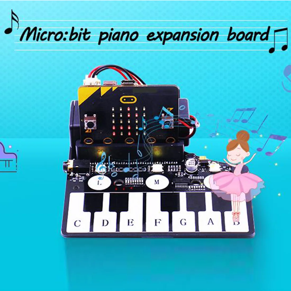 Piano Shape Expansion Board Music Development Board With RGB Colored Light Buzzer For Microbit