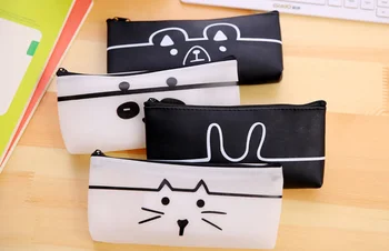 

Cartoon Black white animal Pencil Case simple Waterproof jelly Pencil Bag Stationery Storage Organizer Case School Supply Prize