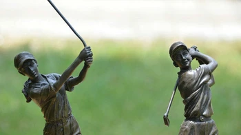 

Art Deco Sculpture Golf Palyer Two Women Group Bronze Statue