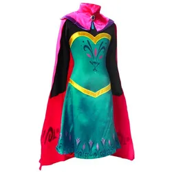 

2016 Kids Disfraz Elsa Anna Dress Long Cape Children Girls Snow Queen Elza Princess Cosplay Costume Party Halloween Dresses