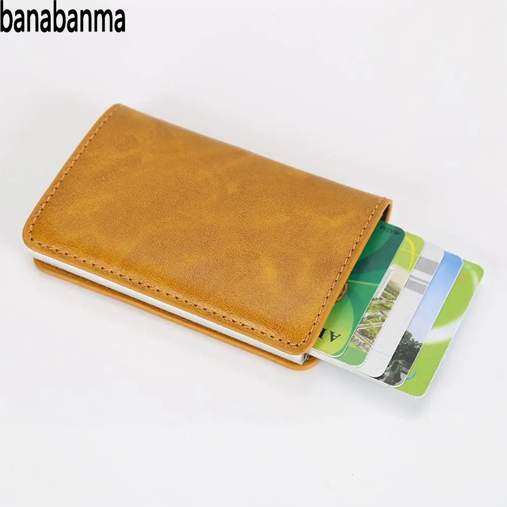

Banabanma Unisex Wallet Business Card Box Casual Credit Cards Anti Demagnetization Practicability Business Case Purses ZK10