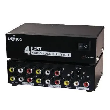 

4 Port 1x4 AV Video Audio Splitter RCA with Metal Housing, 1 in 4 out for DVD TV