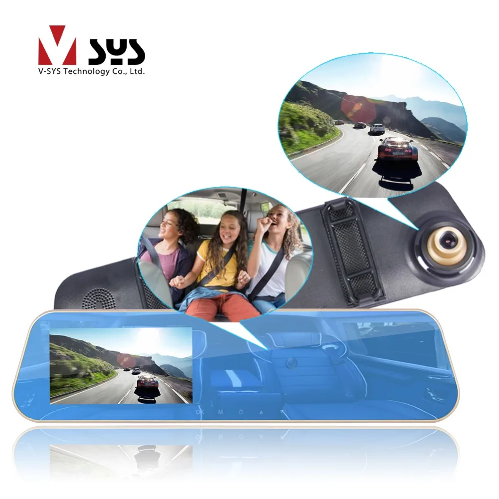 

SYS Dual Cameras Rearview Mirror DVR Front 2K 1296P+720P Interior Cabin Security Camera Dash Cam Night Vision for Taxi Uber