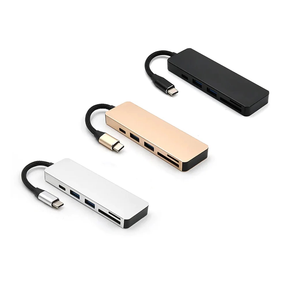 5 в 1 type-C USB C до 4 K HDMI адаптер двойной USB 3,0 концентратор с TF SD кард-ридер