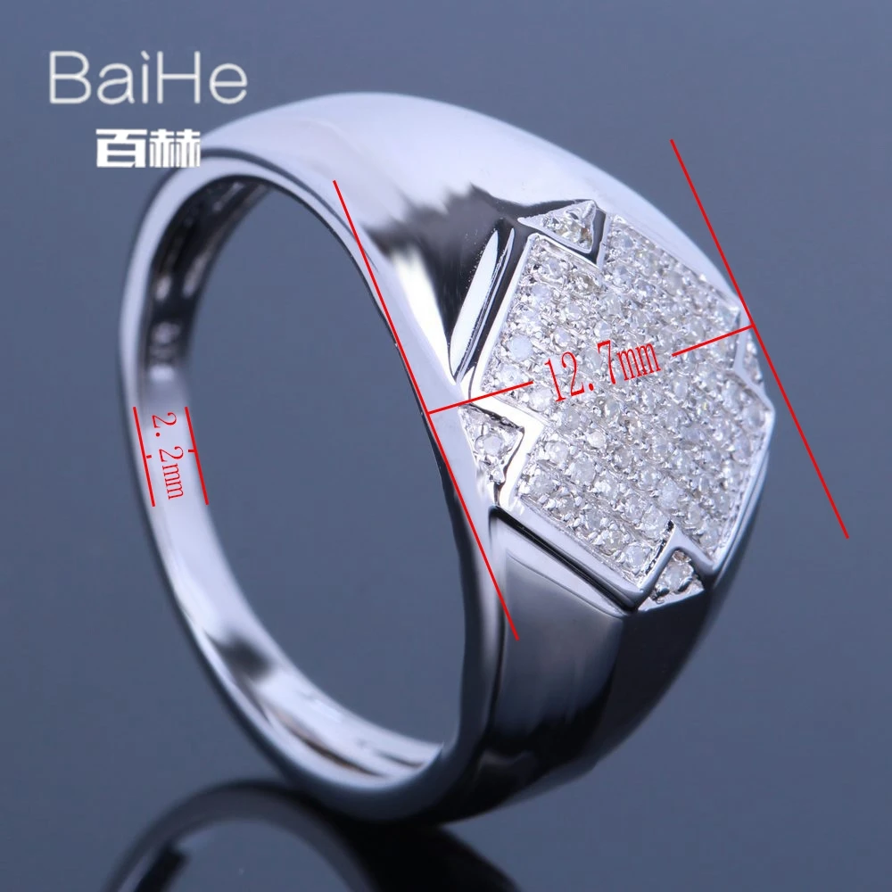 BAIHE Стерлинговое Серебро 925 0.3CT сертифицированное H/I круглая огранка натуральные бриллианты обручальное мужское модное Ювелирное кольцо
