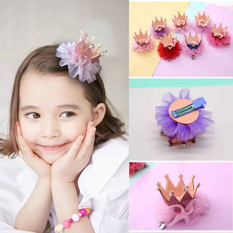 

Children's fashion crown hairpin Princess headwear kids hair accessories cute lady headdress girls lace hairpin