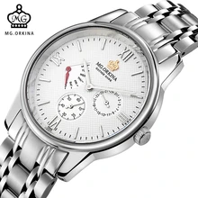 Мг. Orkina Мода Мужской часы Япония сделал кварцевый двигаться Для мужчин t Водонепроницаемый Часы Для мужчин полный Нержавеющая сталь роскошные часы Для мужчин