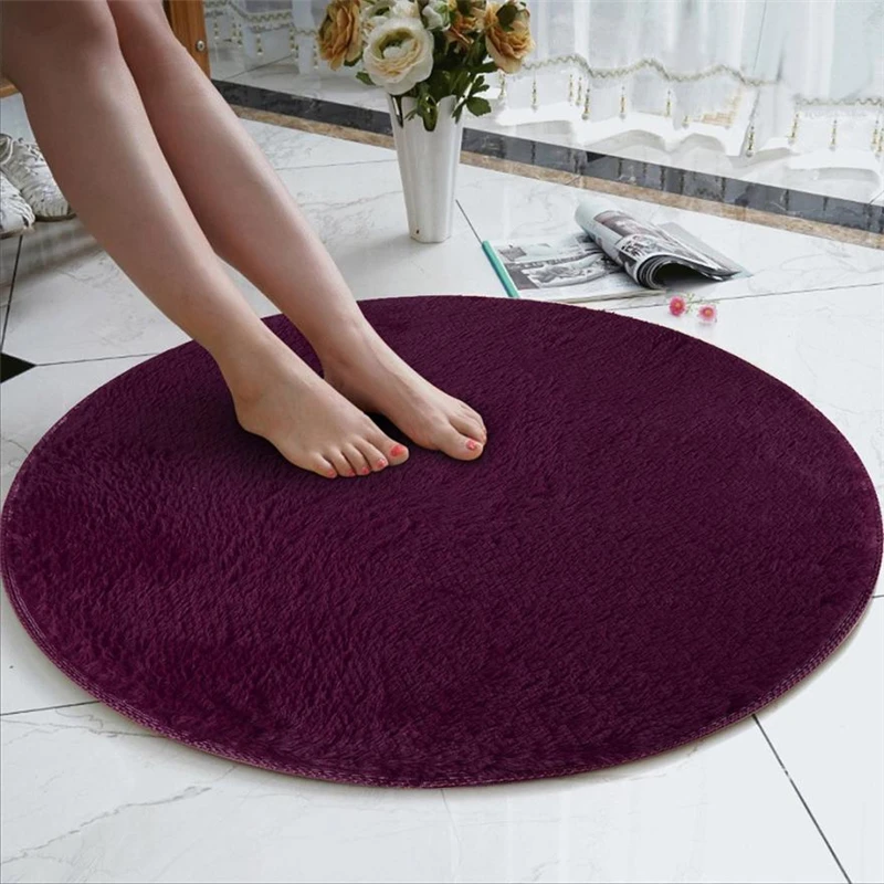 80cm Soft Coral Velvet Round Rug  Anti-skid Doormat Carpet Bath Living Room Rug Easy to clean Hot sale good quality C0413#30    20