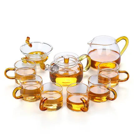 

Japanese-style Glass Tea Set Kung Fu Tea Cup Set Household Simple Modern Transparent High Temperature Flter Teapot