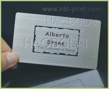 

Custom Brushed silver metal card OEM METAL CARD etched printing texts silk-screen print LOGO