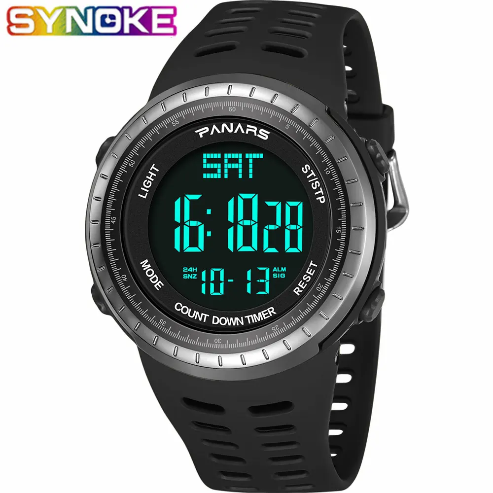 

SYNOKE Digital Watch Men Sports Watch Clock Countdown Men's Waterproof LED Display Fashion Watches Man Relogio Masculino 8003