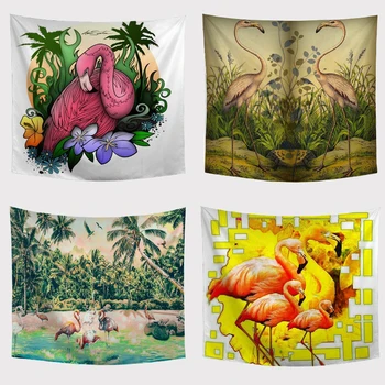 

Tropical Plant Pink Flamingo Tapestry Beach Towels Carpets Butterfly Coconut Tree Decorative Living Room Wall Hanging Tapestries