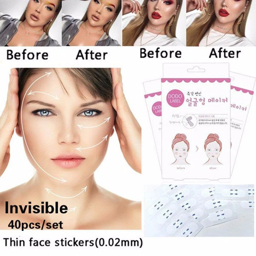 40pcs/Set Thin Face Stick Lift Face Sticker Face Artifact Invisible Sticker Lift Chin Medical Tape Makeup Face Lift Tools